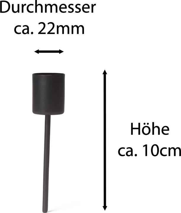 Produktbild Novaliv 4x Stabkerzenhalter Schwarz I Kerzenpick 10 x 2,5 cm Kerzenstecker für Stabkerzen I