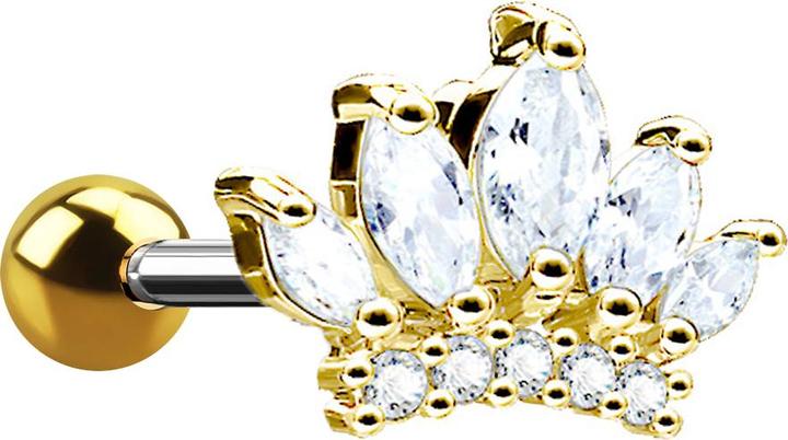 Actual product image Star Piercing Micro Barbell 14k vergoldet Diadem (Surgical steel 316L, Brass)
