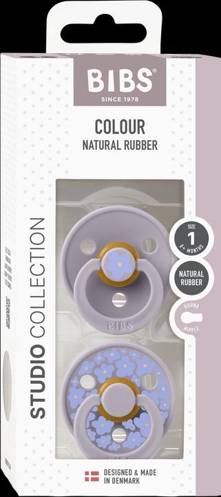Actual product image Bibs Studio Nuggi Colour 2 PACK Latex Round 0-6m Jasmine Grey Mix (2 x, up to 6 M.)