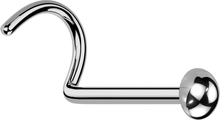 Produktbild Star Piercing Nasenstecker gebogen silber mit Kuppel (ohne Messing, Titan G23)