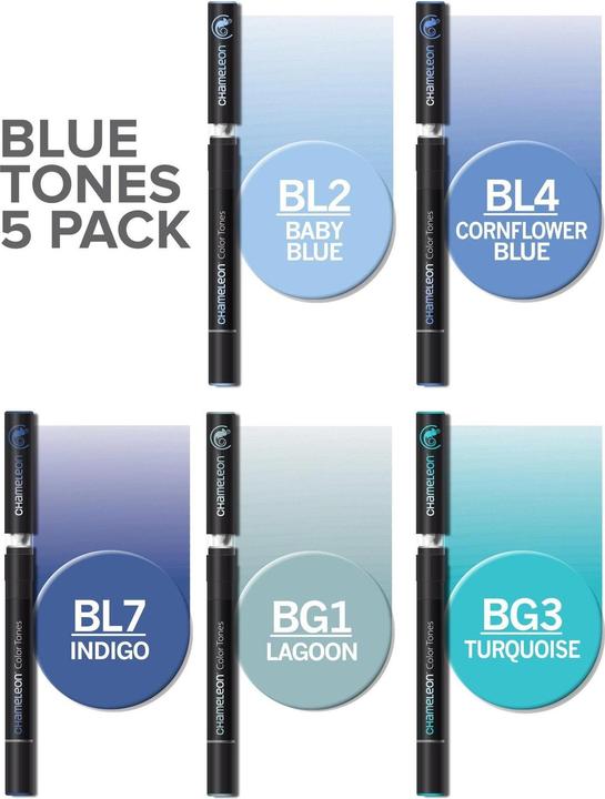 Image du produit Chameleon Crayons aquarelle Brushpens tons bleus, 5 pièces (Bleu, 5 x)