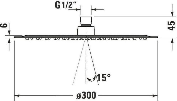 Produktbild Duravit Kopfbrause 1 jet, 300 chrom (1 Strahlarten, 25.50 l/min)