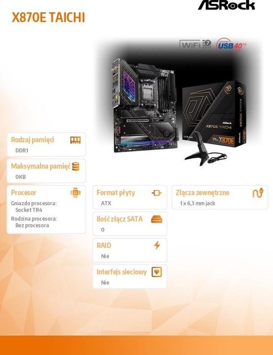 Actual product image AsRock X870E Taichi AM5 (AM5, AMD X870E, E-ATX)