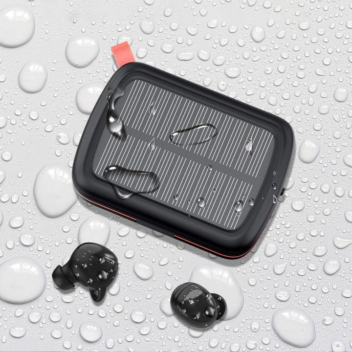 Actual product image Choetech TWS Bluetooth Headphones SOLAR incl. 2500mAh Powerbank -Black (8 h, Wireless)
