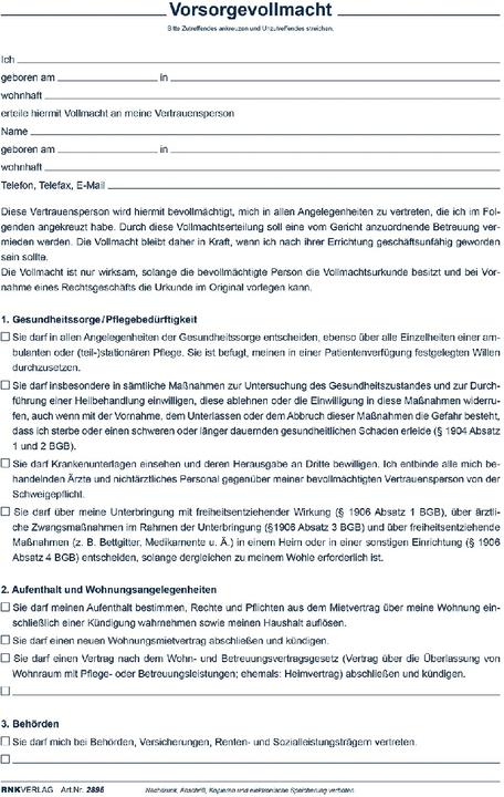 Nährwerte und Zutaten Rnk Verlag Patientenverfügung Formulare