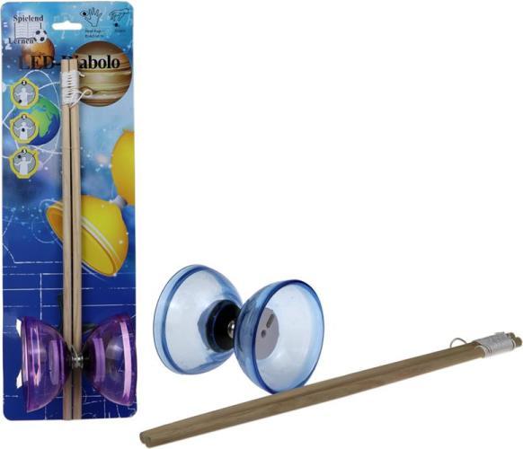 Actual product image Kögler Diabolo transparent with light in 3 colours H: 10cm W: 11.2cm L: 40cm