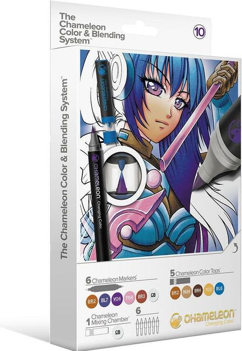 Chameleon Aquarellfarbstifte Brushpen Color & Blending (Braun, Indigo, Hellpink, Hellbraun, Violett, Blau, 6.60 x)