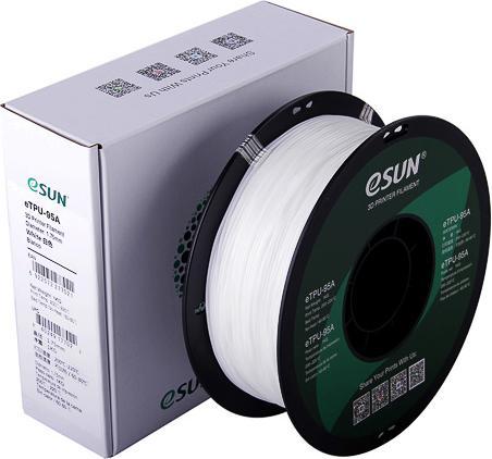 Produktbild eSUN eTPU-95A 1,75mm White 1kg 3D Filament (TPU, 1.75 mm, 1000 g, Weiss)