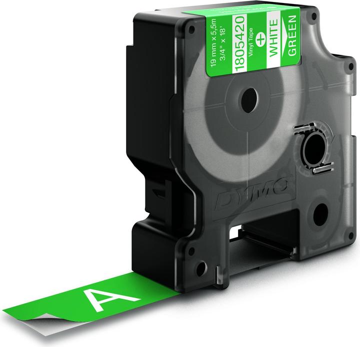 Dymo Rhino 19mm white on green vinyl (1.90 cm, Green)