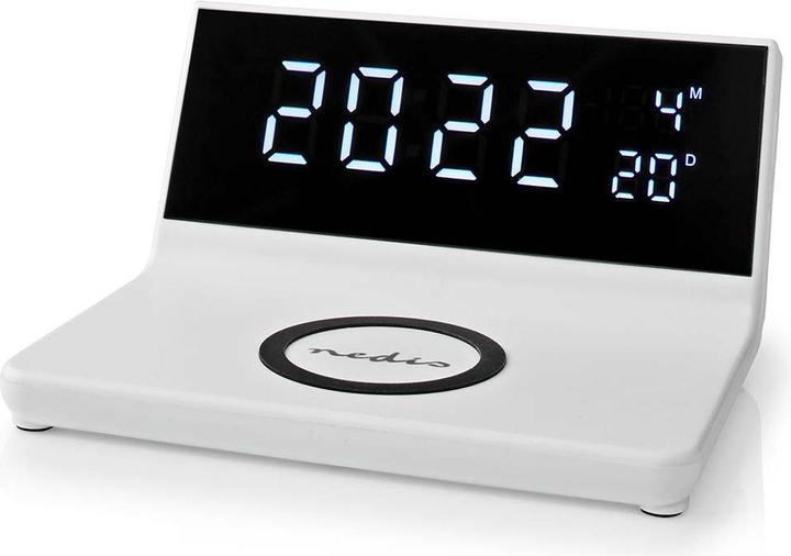Nedis Alarm Clock Wireless Charger Qi Certified 5/7.5/10 / 15 W USB-A Plug 2 Alarm Times Snooze