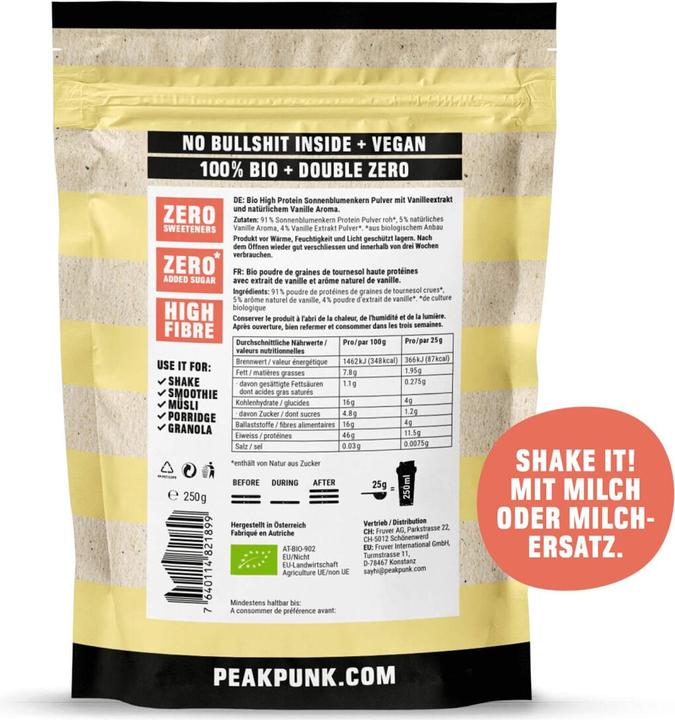 Immagine prodotto Peak Punk Frullato proteico biologico (Vaniglia, 1 pz., 250 g)