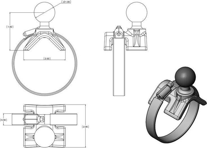 Actual product image Rammount RAM Pipe Bridge Mounting Base