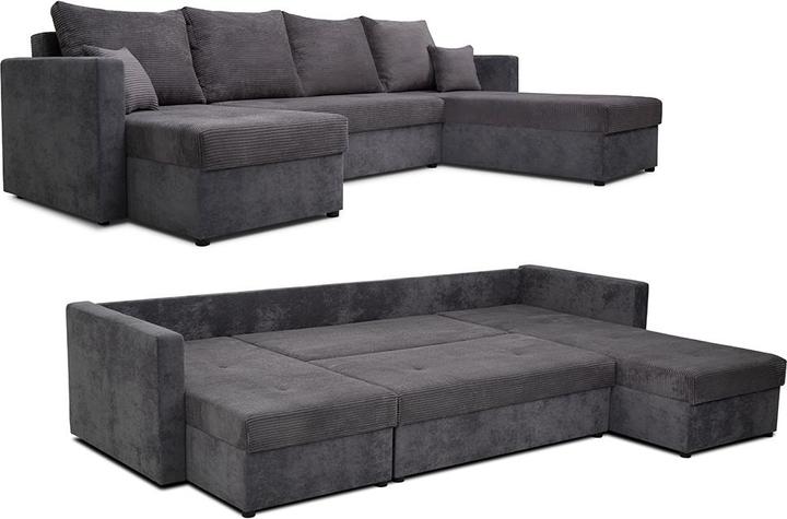 Produktbild VitaliSpa Sofa L Form, Dunkelgrau/Hellgrau, 290 x 185 cm mit Bettkasten