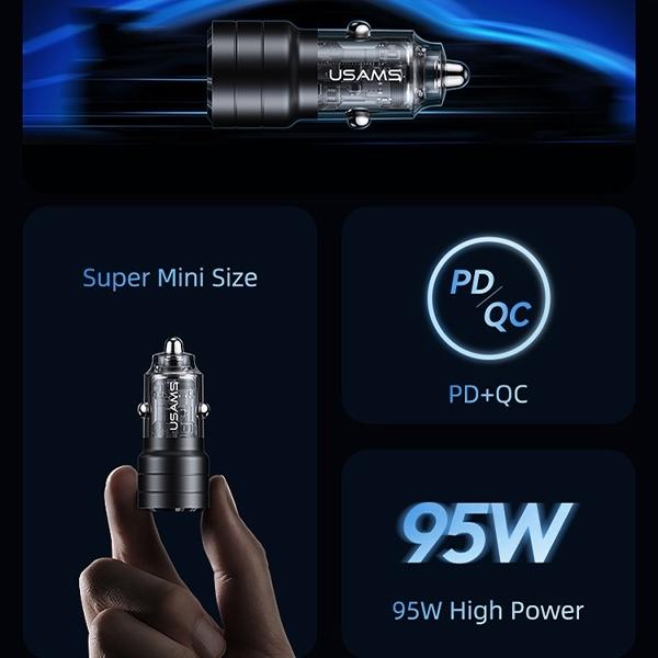 Actual product image Usams Ład. sam. C36 USB+USB-C 95W Fast Charge fioletowy/purple CC176CC02 (US-CC176)
