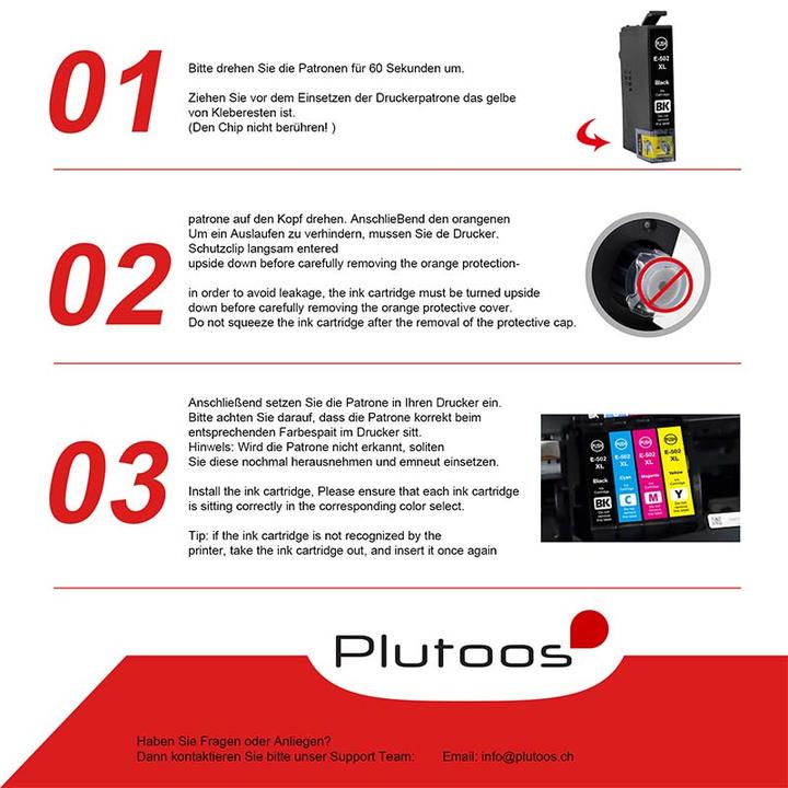 Produktbild Plutoos Epson 502XL Patrone XXL kompatibel, 4er Farbset (M, Y, C, BK)