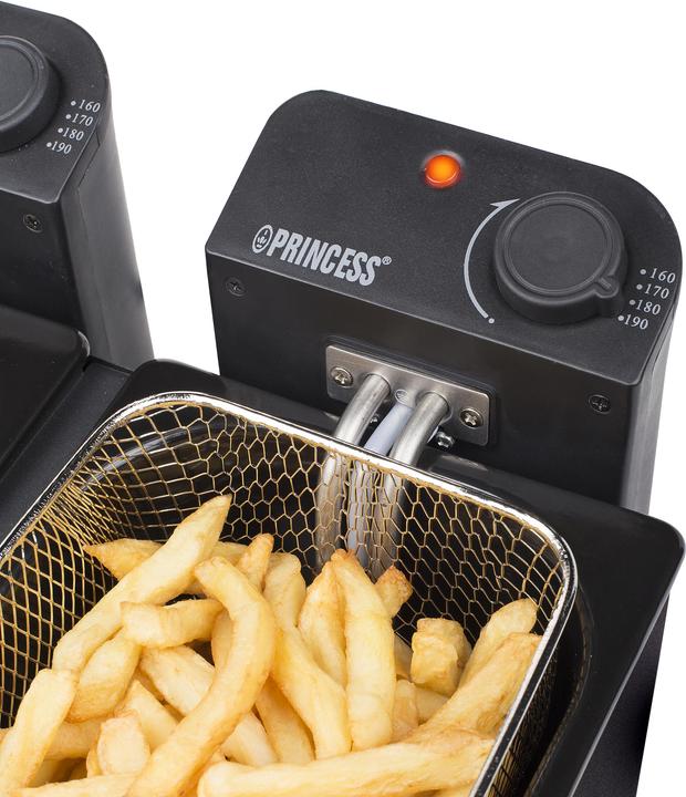 Produktbild Princess 183028 Double Black Fryer, Deep fryer, 6 L, 1.8 kg, 190 °C, Double, Black
