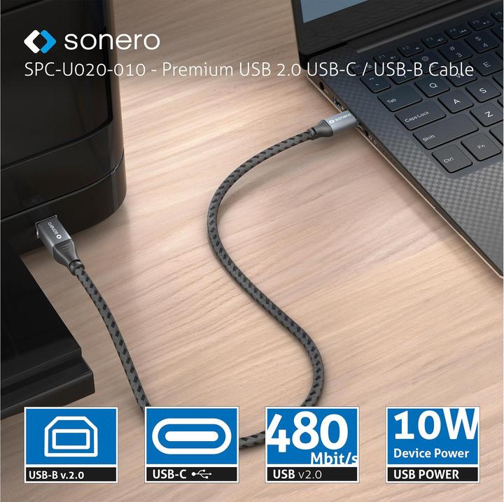 Produktbild Sonero USB 2.0-Kabel USB C - USB B 1 m (1 m, USB 2.0)