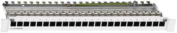 Produktbild Rutenbeck Patch Panel, 48,30cm (19"), CAT6A, 24xRJ45, Lichtgrau, PP-UM
