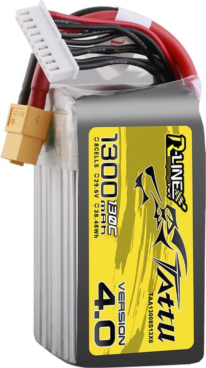 Actual product image Tattu R-Line Version 4.0 1300mAh 29.6V 130C 8S1P Lipo Battery Pack with XT60 Plug (29.60 V, 1300 mAh)