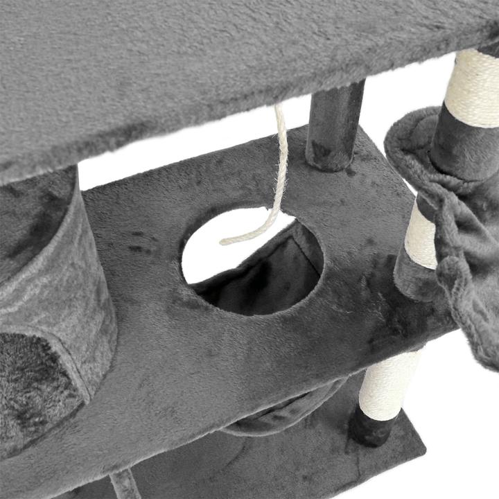 Actual product image Wiltec Cat Tree Grey Sisal 141cm Scratching Post Climbing Tree Cats Play (141 cm, Grey)