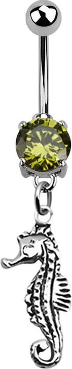 Immagine prodotto Star Piercing Banana in argento con ciondolo cavalluccio marino oliva (Acciaio chirurgico 316L, senza ottone, Argento 925)