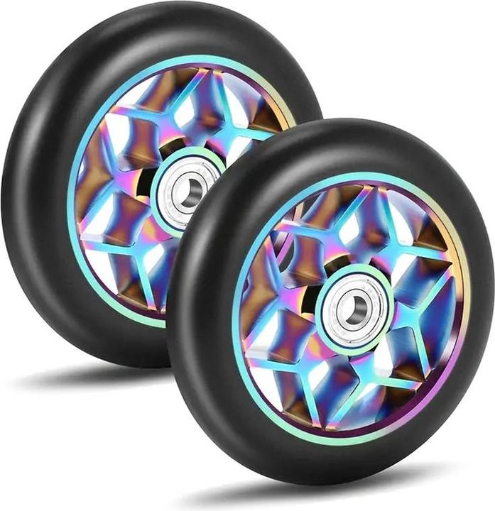 Graw Jump Ramps Stück Performance Scooter Räder 100mm, Metallic Rainbow Sternform