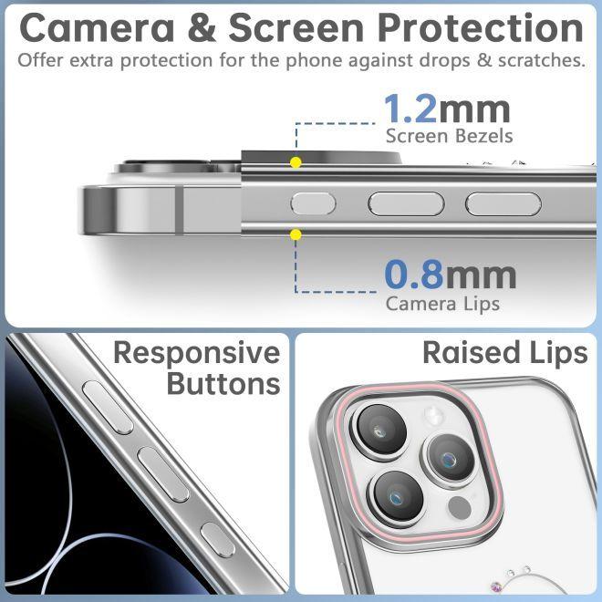 Image du produit Kingxbar Coque en silicone Wish Series avec cristaux pour iPhone 15 Pro Max - argent (Apple iPhone 15 Pro Max)
