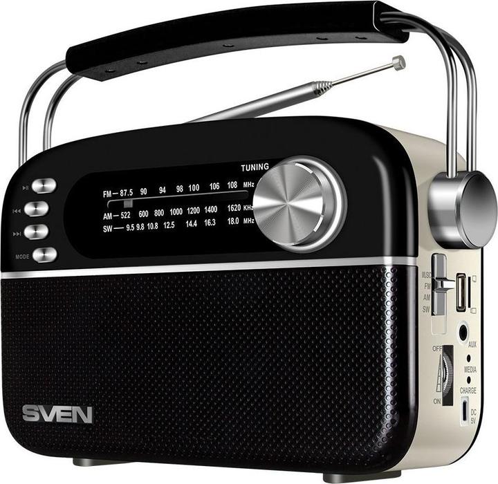 Produktbild Sven Radio-Lautsprecher SRP-505, schwarz (3W, Bluetooth, FM/AM/SW, USB, microSD, AUX, Batterie) (FM)