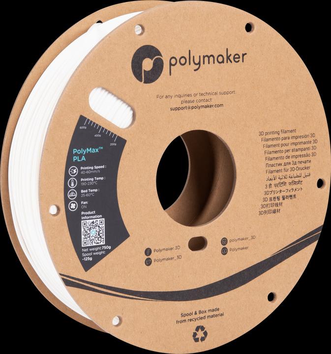 Actual product image Polymaker PolyMax PLA V2 - White- 1.75mm (PLA, 1.75 mm, 750 g, White)