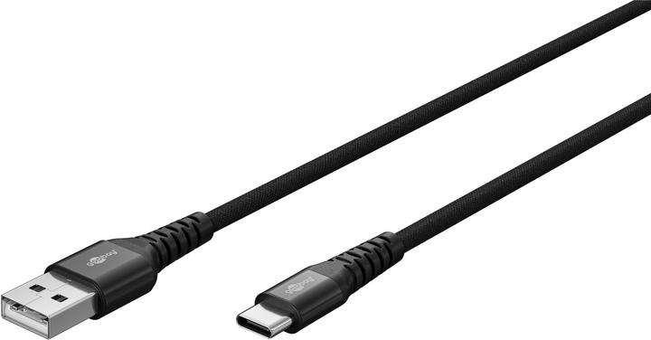 Actual product image Goobay USB-C Supersoft textile cable with metal plugs, 2 m, black (2 m, USB 2.0)