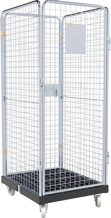 Immagine prodotto eurokraft basic Rollcontainer con pareti in griglia, 4 lati utili, nero / zincato. (500 kg)