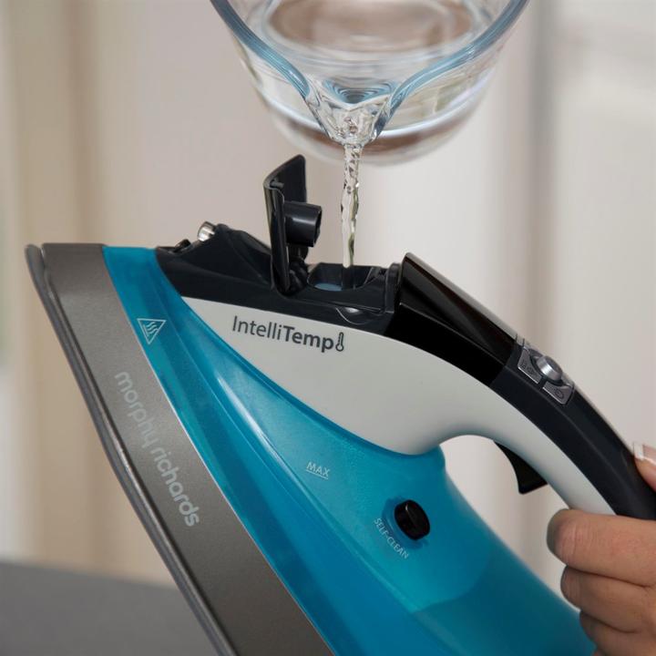 Image du produit Morphy Richards Saturn Steam Intellitemp Dry & Steam iron Plaque de base en céramique Black, Blue, Grey (2400 W)