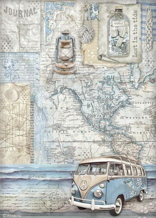 Image du produit Stamperia Motiv-Strohseide "Silent Sea - Van", DIN A4