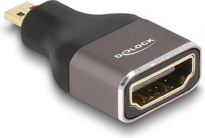 Actual product image Delock HDMI adapter Micro-D plug to A socket 8K 60 Hz grey metal (Micro HDMI, HDMI, 3.50 cm)