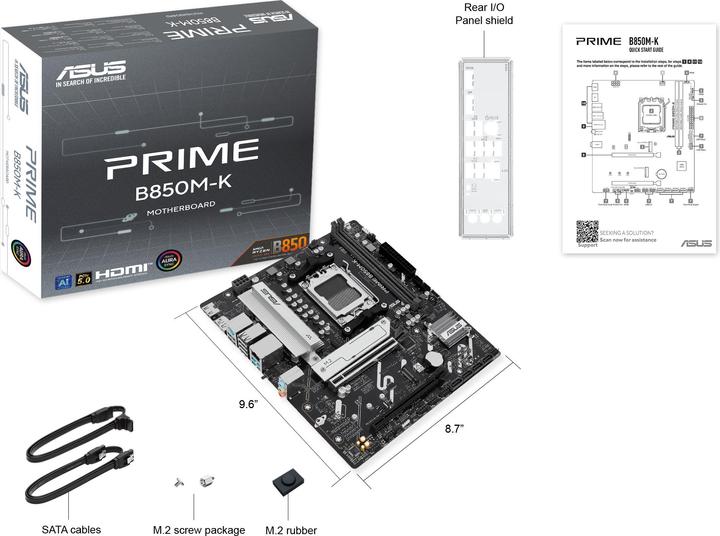 Produktbild ASUS MB PRIME B850M-K (AM5, AMD B850, mATX)