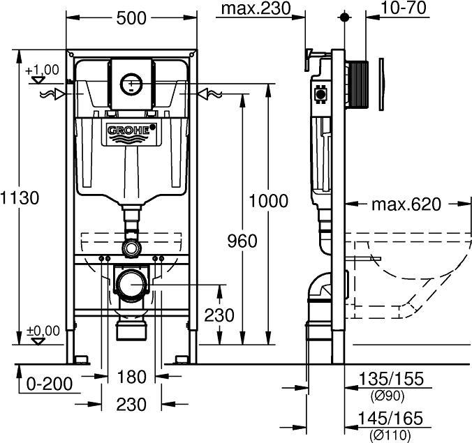 Image du produit Grohe WC en applique Solido 3-en-1 Set, 1,13 m de hauteur
