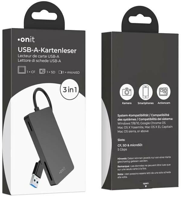 Produktbild Onit Card Reader Extern USB-A 3-in-1 (USB 3.0)
