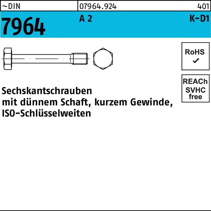 Produktbild Dünnschaftschraube DIN 7964 m.Schaft M 8 x 30/10 A 2 (100 Schrauben pro Stück)