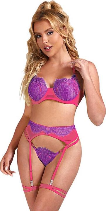 Image du produit Subblime - 955359 BH-SET MIT SPITZE UND STRUMPFBÃ„NDERN ROSA UND LILA S/M (S/M)