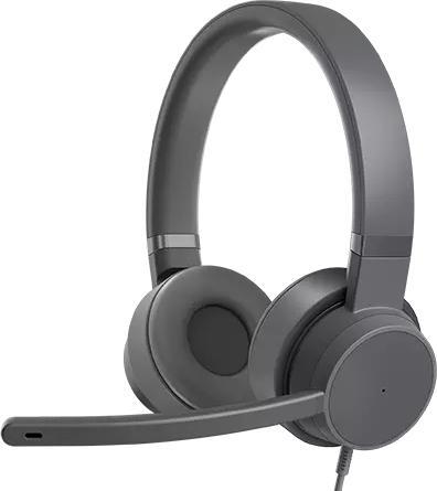 Produktbild Lenovo GXD1C99243 headphones/headset Wired Head-band Calls/Music USB Type-C Grey (ANC, Kabelgebunden)