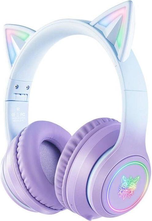 Onikuma B90 RGB Cat Ears Casque de jeu pourpre (Filaire, Sans fil)
