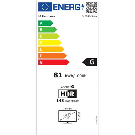 Energie-Label LG OLED55C31LA (55", C3, OLED, 4K, 2023)