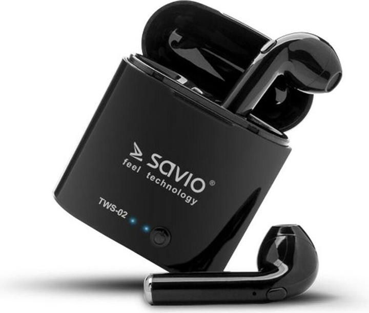 Image du produit Savio TWS-02 Casque d'écoute sans fil Bluetooth Noir (pas de réduction du bruit, 100 h, Sans fil)