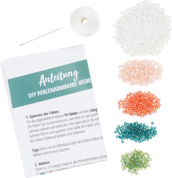 Image du produit Magni DIY bracelet de perles tissé blanc/vert/orange 170x25mm