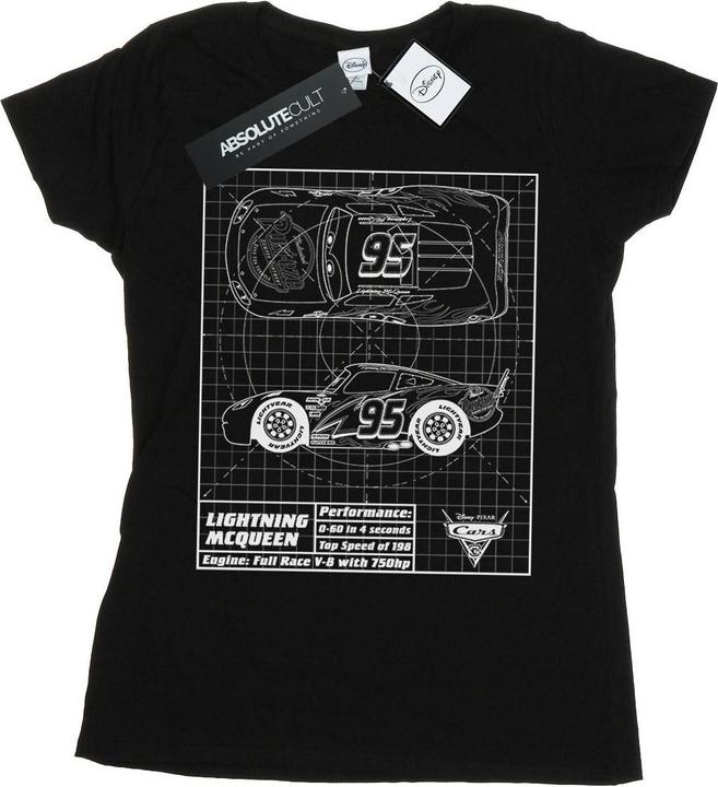 Immagine prodotto Disney Cars Lightning McQueen Blueprint Maglietta Donna (L)