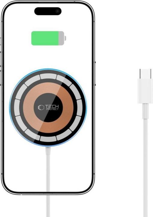 Image du produit Tech-Protect QI15W-A30 Chargeur inductif avec MagSafe et câble USB-C - argent (15 W)