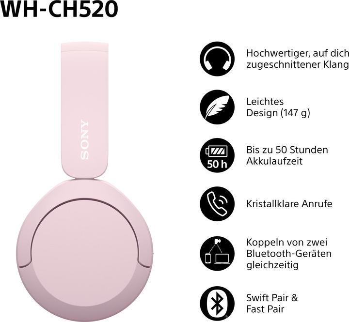Produktbild Sony WH-CH520 (keine Geräuschunterdrückung, 50 h, Kabellos)