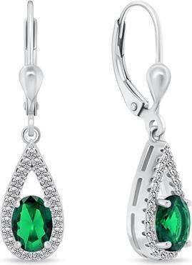 Brilio Silver - Impressive silver earrings with green zircons EA310WG