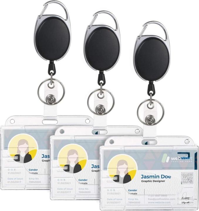 Werkstein Anti-Lost Key-Bak Schlüsselanhänger mit Gürtelclip / Kartenhalter / Ausweishülle 3er Set