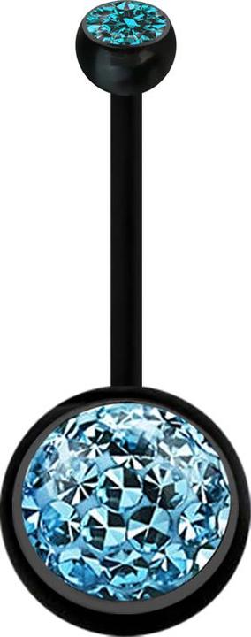 Produktbild Star Piercing Banane schwarz mit Kugel Kristall aqua und Kugel Kristall aqua Epoxy Schutzschicht (Bioflex, ohne Messing)